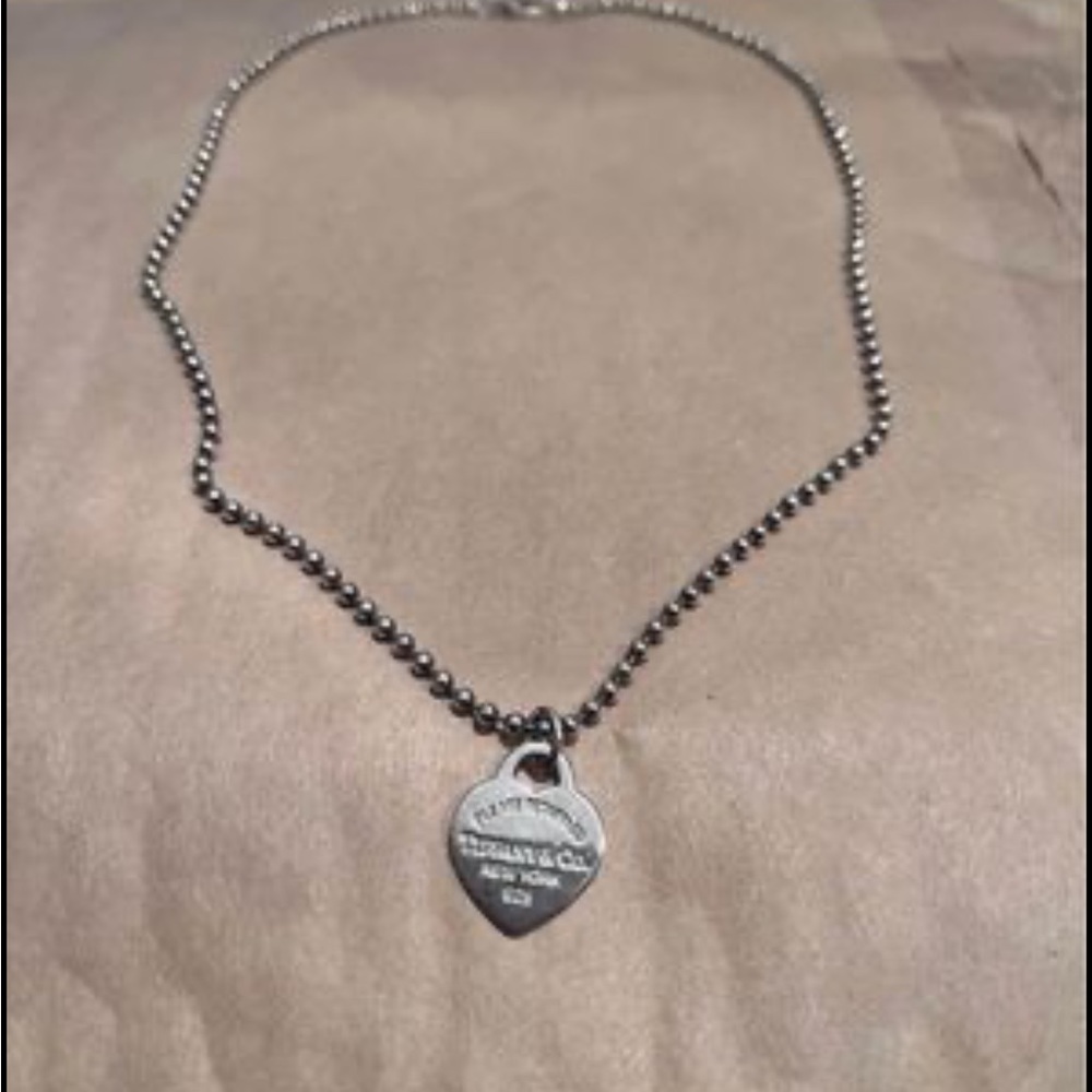 Return to Tiffany Heart Tag with bead Necklace 18”